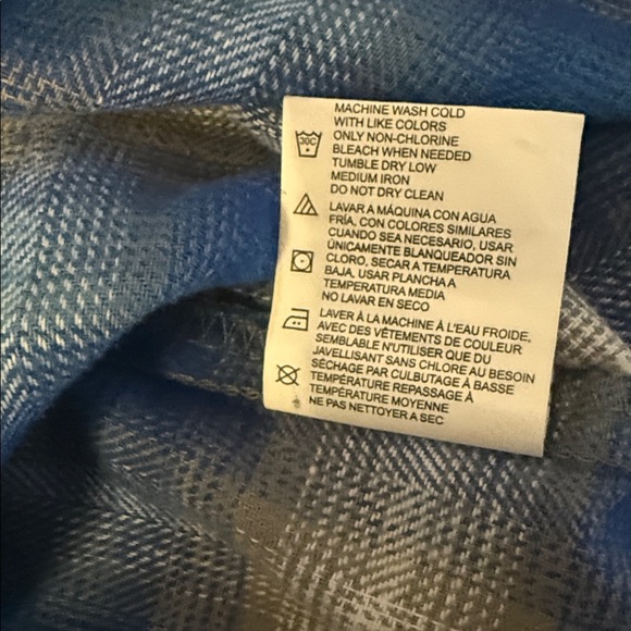 Dickies Womens 2X 100% cotton Blue Gray White Plaid brushed flannel Shirt New - Picture 7 of 9